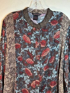 Francesca Rose Robe Jacket or Tunic Top Asian Vintage Floral Sz M EUC - Picture 1 of 7
