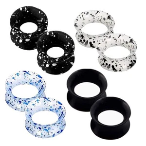 4Pair Silicone Ear Plugs Ear Flesh Tunnel Expanders Lobe Stretcher Double Flared - Picture 1 of 13