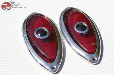 Tear Drop Blue Dot Lens Bezel Set Ford Hot Rat Street Rod Custom Car Truck New - Image 1 of 2