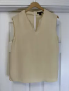 St. John Seide Tank ärmellos V-Ausschnitt Kerbe Reißverschluss hinten Bluse elfenbeinfarben Damengröße S - Bild 1 von 9