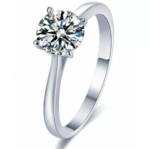 ANELLO SOLITARIO ORO BIANCO 18K DIAMANTE NATURALE D VVS1 1 CARATO CERTIFICATO - Imagen 1 de 5