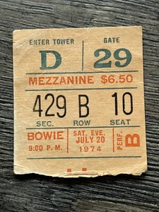 David Bowie Ticket Stub MSG NYC 20. Juli 1974 Diamond Dogs Konzert Tour Glam Rock - Bild 1 von 2