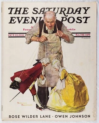 OCT 22 1932 The Puppeteer NORMAN ROCKWELL  SATURDAY EVENING POST FULL MAG M518 - Imagem 1 de 4
