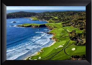 Pebble Beach Golf Course Arial View 16" x 24" Framed Golf Art Photos - Picture 1 of 1