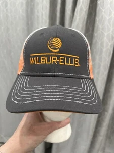 Cappello camionista Wilbur-Ellis logo grigio scuro arancione sfuma a rete bianca snapback usato in ottime condizioni - Foto 1 di 10