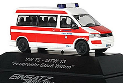 VW Volkswagen T5 Mtf Pompieri Città Witten 1:87 Rietze 62600 - Immagine 1 di 4