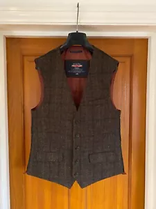 Gilet lana Shetland Netherfield tweed a quadri marrone Next Signature taglia 40 - Foto 1 di 8