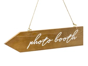 Photo booth Holzschild Pfeil 36x7cm Fotoboxzubehör Wegweiser Hochzeit Hängedeko - Bild 1 von 3