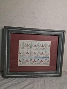 De colección Enmarcado Firmado y Fechado 1989 E. Halsey Transformations Cactus To Howling Wolf - Imagen 1 de 5