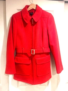 M&S Women’s Double Breasted Trench Coat UK 10 Belted Jacket Silk Lined Tomato - Picture 1 of 17