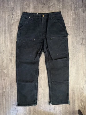Vintage Carhartt B01 BLK Black Double Knee Work Wear Pants Size 36x32 Made USA - Image 1 of 4