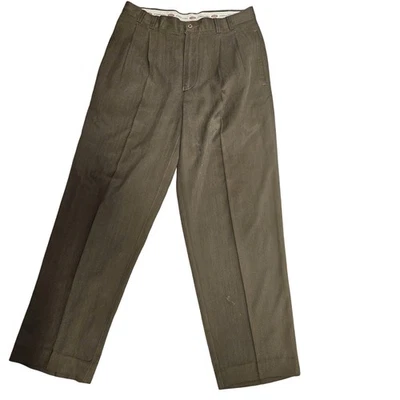Joseph & Feiss Pants Mens 32 Brown Silk Pleated Dress Trousers Slacks Classic - Image 1 of 4