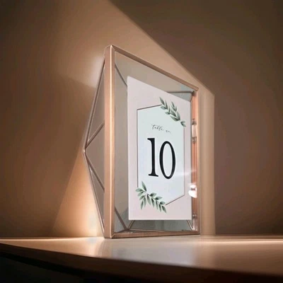 Umbra Prisma Picture Frame, 5 x 7 Photo Display for Desk or Wall, Brass 7x9Frame - Image 1 of 4