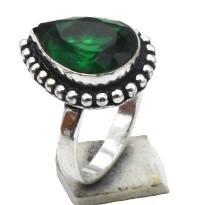 Green Quartz Gemstone Ethnic Handmade Ring Jewelry US Size-6 R 5059 - Image 1 of 4