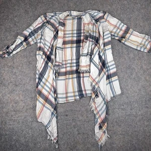Maurices Women's Plaid Frayed 3/4 Sleeve Wrap Size Large - Picture 1 of 5
