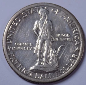 1925 50c Lexington Commemorative Half Dollar AU details, scratched and cleaned - Picture 1 of 2
