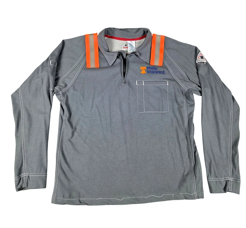 Bulwark FR Shirt Mens Large Gray Embroidered Flame Resistant Workwear - Image 1 of 4