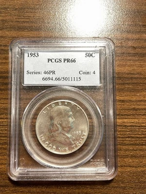 1953-P Franklin Silver Half Dollar 50C PCGS PROOF 66 PR 66 PF 66 - Image 1 of 2