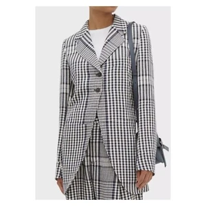 LOEWE jacket blazer plaid blue black white US 8 FR 40 single-breasted linen NWT - Picture 1 of 18