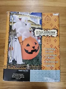 Gemmy 2003 luftgeblasen aufblasbar 8 Fuß Halloween Geister Kürbis SAUBER FUNKTIONIERT SUPER! - Bild 1 von 19