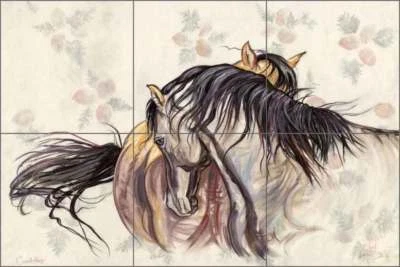 Horse Tile Backsplash McElroy Equine Boat Art Ceramic Mural KMA068 - Image 1 of 2