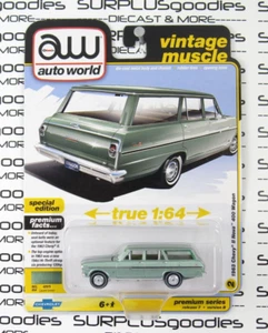 Auto World 2024 R7 Vintage Muscle: Green 1963 CHEVROLET Chevy II NOVA 400 Wagon - Picture 1 of 5