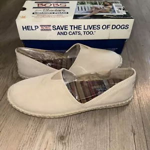 Skechers Womens Bobs Espadrille Flats Suede Beige Natural Size 7 Slip On Comfort - Picture 1 of 9