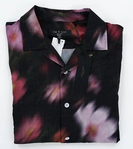 RAG & BONE Floral Black Shirt Regular Fit Printed Avery Short Sleeve Button-Up S - Picture 1 of 5