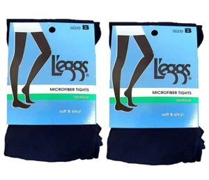 Leggs Casuals Womens Navy Opaque Body Microfiber Tights Size B Set of 2 - Picture 1 of 5