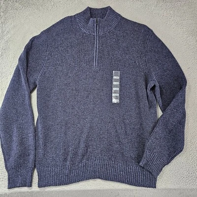 Calvin Klein Sweater Mens XXL Navy Cotton 1/4 Zip Knit Pullover Office Preppy - Image 1 of 4