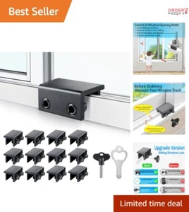 Sliding Window Locks Aluminum 12 Sets with Key Adjustable Easy Install for Home - Picture 1 of 11
