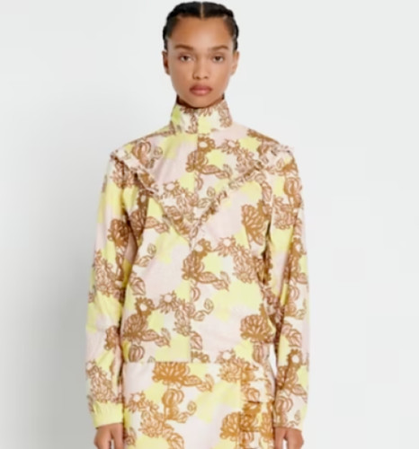 Giacca a vento Tory Burch crema francese RUFFLE idrorepellente leggera grande nuova