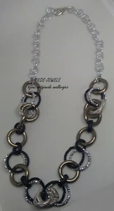 collana donna in alluminio color argento e nero - Foto 1 di 2