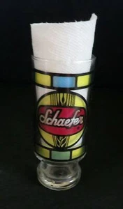 Vintage SCHAEFER Bier Buntglas Getränk Bargeschirr Bar Dekor 6,5" hoch Pub Ale Retro - Bild 1 von 7