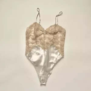 Vintage Victoria Secret Gold Label Teddy Satin Lingerie M Lace - Picture 1 of 6