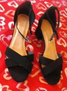Women's “Top Moda,” Dressy, Size 9.5,-10 Velvet, Strap, chunky 2", heels - Picture 1 of 5