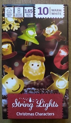 CHRISTMAS CHARACTER LIGHTS 10 led warm white STRING LIGHTS 1.65m New Sweet  - Image 1 of 4