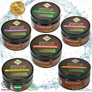 Organic Moroccan Black Soap Argan Oil Eucalyptus Hammam Natural Skin Exfoliating