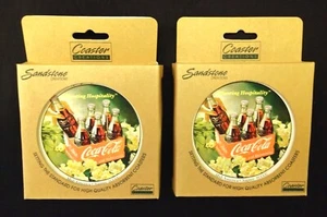 Coca Cola Paar Deluxe Sandstein Untersetzer.  "Planting Hospitality" - 2003 Neu in OVP - Bild 1 von 10