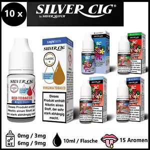 10x 10ml E Liquid Silver Cig Premium E-Liquid E-Zigarette 3mg 6mg 9mg Nikotin - Bild 1 von 16