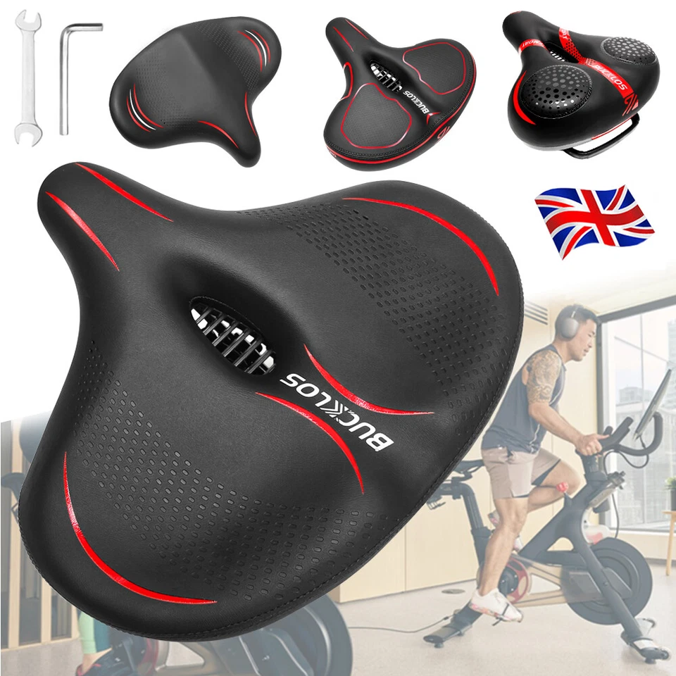 BUCKLOS Bike Cycling Saddle Wide Big Bum Soft Pad Seat Foam Comfort fit Peloton - Image 1 of 4