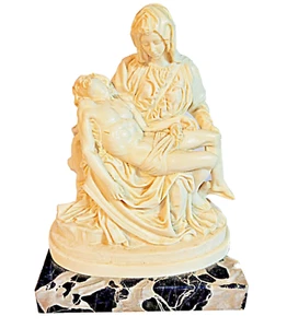 Vintage Santini Figure 7" Sculpture Pieta Mary Jesus Statue Italy Marble Base EX - Picture 1 of 7