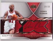 2006-07 Upper Deck Exquisite DENNIS RODMAN Auto Patch Scripted Swatches #d 25