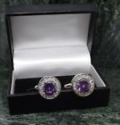 Crystal purple Swarovski Cufflinks - Personalised option Cufflinks gem Cufflinks