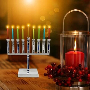 Menora Chanukka blaue Farbe Mini 9 Zweige Rechteck Judaica für Chanukka Schabat - Bild 1 von 5