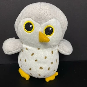 Scholastic Gray Snowy Owl Plush Stuffed Animal Toy White Spots 6" Sewn Eyes - Picture 1 of 3