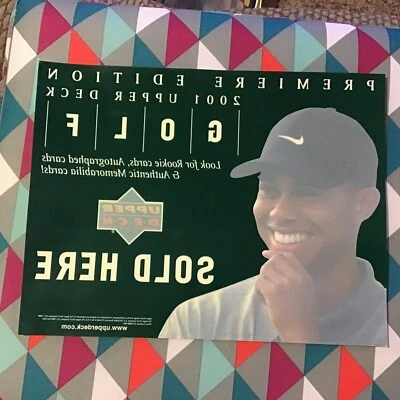 Tiger Woods 2001 cubierta superior Premier 11 1/4" x 8 5/8" calcomanía de ventana adherente a radiocontrol Foto 1 de 2