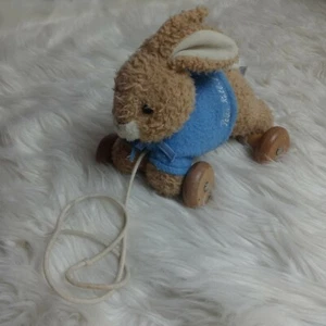Eden Peter Rabbit Bunny Plush Pull Along Toy Wooden Wheels Nursey Baby Toddler - Picture 1 of 9
