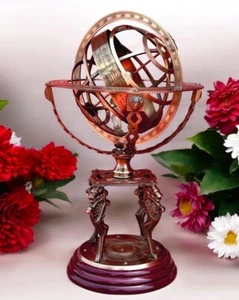Nautical Brass Armillary Sphere | Antique Celestial Globe with Zodiac Engravings - Picture 1 of 8
