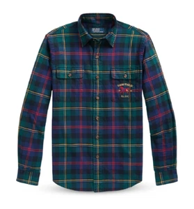 Polo Ralph Lauren Men's Classic Fit Suede-Patch Plaid Workshirt Size-L NWT$198 - Picture 1 of 14